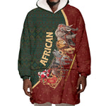 African Safari Animals Christmas Sleigh Wearable Blanket Hoodie Festive Wildlife Tribal Pattern Santa Sleigh