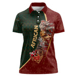 African Safari Animals Christmas Sleigh Women Polo Shirt Festive Wildlife Tribal Pattern Santa Sleigh