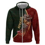 African Safari Animals Christmas Sleigh Zip Hoodie Festive Wildlife Tribal Pattern Santa Sleigh