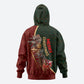 African Safari Animals Christmas Sleigh Zip Hoodie Festive Wildlife Tribal Pattern Santa Sleigh