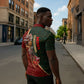 African Safari Animals Christmas Sleigh Zipper Polo Shirt Festive Wildlife Tribal Pattern Santa Sleigh