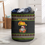 African Safari Black Santa Christmas Laundry Basket Ugly Pattern Sunset Baobab Tree Africa Map