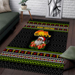African Safari Black Santa Christmas Area Rug Ugly Pattern Sunset Baobab Tree Africa Map