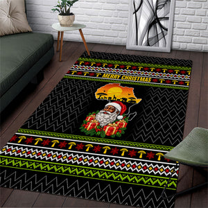 African Safari Black Santa Christmas Area Rug Ugly Pattern Sunset Baobab Tree Africa Map