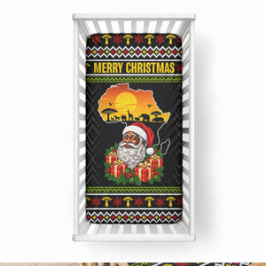 African Safari Black Santa Christmas Baby Bed Cover Ugly Pattern Sunset Baobab Tree Africa Map