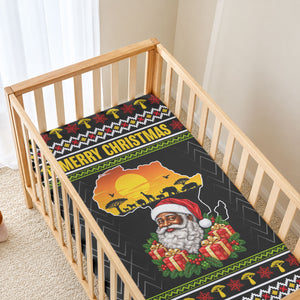 African Safari Black Santa Christmas Baby Bed Cover Ugly Pattern Sunset Baobab Tree Africa Map