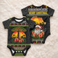 African Safari Black Santa Christmas Baby Onesie Ugly Pattern Sunset Baobab Tree Africa Map