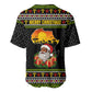 African Safari Black Santa Christmas Baseball Jersey Ugly Pattern Sunset Baobab Tree Africa Map