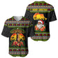 African Safari Black Santa Christmas Baseball Jersey Ugly Pattern Sunset Baobab Tree Africa Map