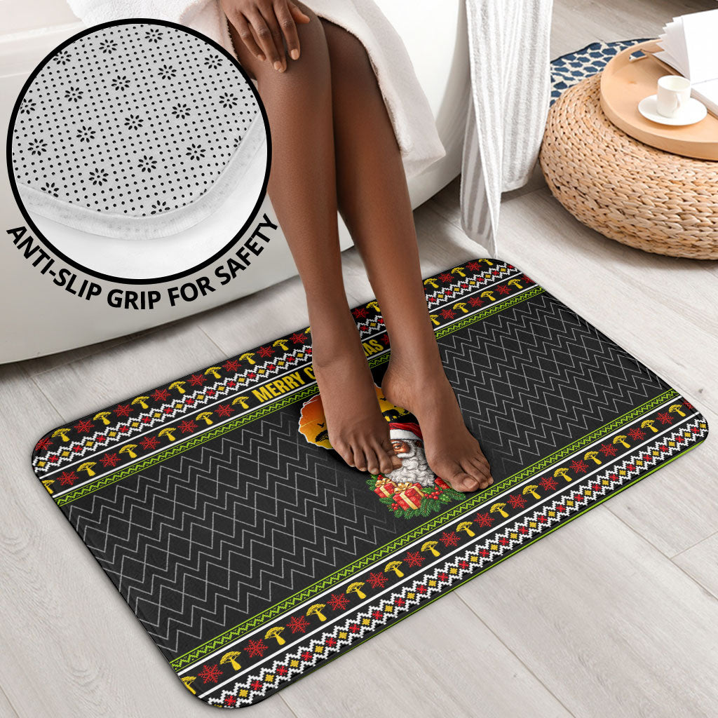 African Safari Black Santa Christmas Bathroom Set Ugly Pattern Sunset Baobab Tree Africa Map