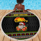 African Safari Black Santa Christmas Beach Blanket Ugly Pattern Sunset Baobab Tree Africa Map
