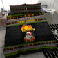 African Safari Black Santa Christmas Bedding Set Ugly Pattern Sunset Baobab Tree Africa Map