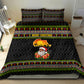 African Safari Black Santa Christmas Bedding Set Ugly Pattern Sunset Baobab Tree Africa Map