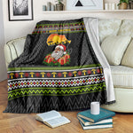 African Safari Black Santa Christmas Blanket Ugly Pattern Sunset Baobab Tree Africa Map