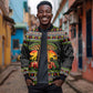African Safari Black Santa Christmas Bomber Jacket Ugly Pattern Sunset Baobab Tree Africa Map