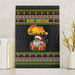 African Safari Black Santa Christmas Canvas Wall Art Ugly Pattern Sunset Baobab Tree Africa Map