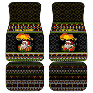 African Safari Black Santa Christmas Car Mats Ugly Pattern Sunset Baobab Tree Africa Map