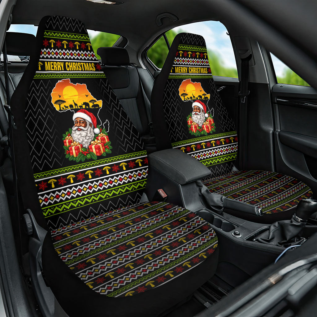African Safari Black Santa Christmas Car Seat Cover Ugly Pattern Sunset Baobab Tree Africa Map
