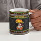 African Safari Black Santa Christmas Ceramic Mug Ugly Pattern Sunset Baobab Tree Africa Map