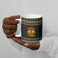 African Safari Black Santa Christmas Ceramic Mug Ugly Pattern Sunset Baobab Tree Africa Map