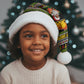 African Safari Black Santa Christmas Santa Hat Ugly Pattern Sunset Baobab Tree Africa Map