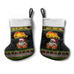 African Safari Black Santa Christmas Stocking Ugly Pattern Sunset Baobab Tree Africa Map