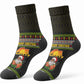 African Safari Black Santa Christmas Crew Socks Ugly Pattern Sunset Baobab Tree Africa Map