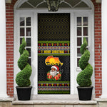 African Safari Black Santa Christmas Door Cover Ugly Pattern Sunset Baobab Tree Africa Map