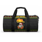 African Safari Black Santa Christmas Duffle Bag Ugly Pattern Sunset Baobab Tree Africa Map