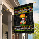 African Safari Black Santa Christmas Garden Flag Ugly Pattern Sunset Baobab Tree Africa Map
