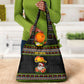 African Safari Black Santa Christmas Grocery Bag Ugly Pattern Sunset Baobab Tree Africa Map