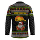 African Safari Black Santa Christmas Hockey Jersey Ugly Pattern Sunset Baobab Tree Africa Map
