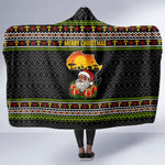 African Safari Black Santa Christmas Hooded Blanket Ugly Pattern Sunset Baobab Tree Africa Map
