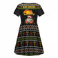 African Safari Black Santa Christmas Kid Short Sleeve Dress Ugly Pattern Sunset Baobab Tree Africa Map