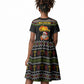 African Safari Black Santa Christmas Kid Short Sleeve Dress Ugly Pattern Sunset Baobab Tree Africa Map
