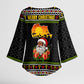 African Safari Black Santa Christmas Kimono Sleeve Blouse Ugly Pattern Sunset Baobab Tree Africa Map