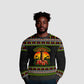 African Safari Black Santa Christmas Ugly Christmas Sweater Ugly Pattern Sunset Baobab Tree Africa Map