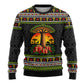 African Safari Black Santa Christmas Ugly Christmas Sweater Ugly Pattern Sunset Baobab Tree Africa Map