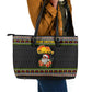 African Safari Black Santa Christmas Leather Tote Bag Ugly Pattern Sunset Baobab Tree Africa Map