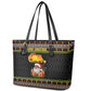 African Safari Black Santa Christmas Leather Tote Bag Ugly Pattern Sunset Baobab Tree Africa Map