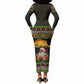 African Safari Black Santa Christmas Long Sleeve Bodycon Dress Ugly Pattern Sunset Baobab Tree Africa Map