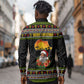 African Safari Black Santa Christmas Long Sleeve Button Shirt Ugly Pattern Sunset Baobab Tree Africa Map