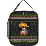 African Safari Black Santa Christmas Lunch Bag Ugly Pattern Sunset Baobab Tree Africa Map