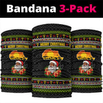 African Safari Black Santa Christmas Neck Gaiter Ugly Pattern Sunset Baobab Tree Africa Map