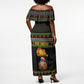 African Safari Black Santa Christmas Off Shoulder Maxi Dress Ugly Pattern Sunset Baobab Tree Africa Map