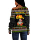 African Safari Black Santa Christmas Off Shoulder Sweater Ugly Pattern Sunset Baobab Tree Africa Map