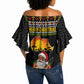 African Safari Black Santa Christmas Off Shoulder Wrap Waist Top Ugly Pattern Sunset Baobab Tree Africa Map