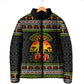 African Safari Black Santa Christmas Padded Jacket Ugly Pattern Sunset Baobab Tree Africa Map