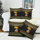 African Safari Black Santa Christmas Pillow Cover Ugly Pattern Sunset Baobab Tree Africa Map