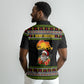 African Safari Black Santa Christmas Polo Shirt Ugly Pattern Sunset Baobab Tree Africa Map